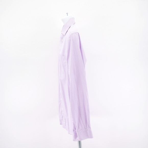 Indochino White Purple Check Collared Dress Shirt XL Pocket Front Cotton - Picture 5 of 10